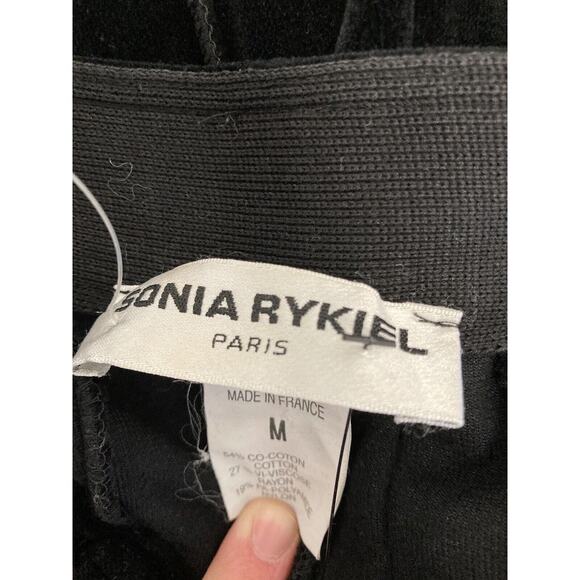 SONIA RYKIEL Black Velour Pleated A-Line Midi Skirt Size M - Picture 5 of 5